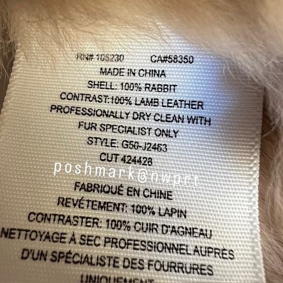 JOIE 🐰 Sela Rabbit Fur Jacket Coat Sweater Scarf Mushroom Beige XS - Picture 10 of 15